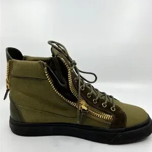 Giuseppe Zanotti Olive and Gold Men\'s Canvas High-top sneaker Giuseppe Zanotti Men main image 4